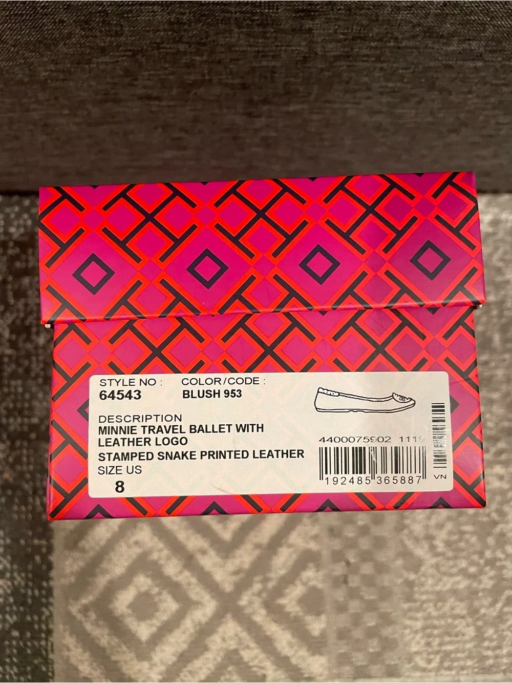 Tory Burch Blush Snake-Print Minnie Travel Ballet Flats